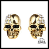 Boucles D’oreilles Tête de Mort Strass Or