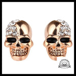 Boucles D’oreilles Tête de Mort Strass Or Rose