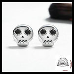 Boucles D’oreilles Tête de Mort Stylées en Argent