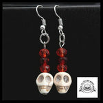 Boucles D’oreilles Têtes de Mort Rouges et Blanches