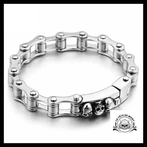 Bracelet Biker Tête de Mort (Acier)