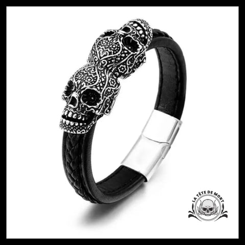 Bracelet Crâne Mexicain (Cuir)