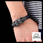 Bracelet Crâne Mexicain (Cuir)