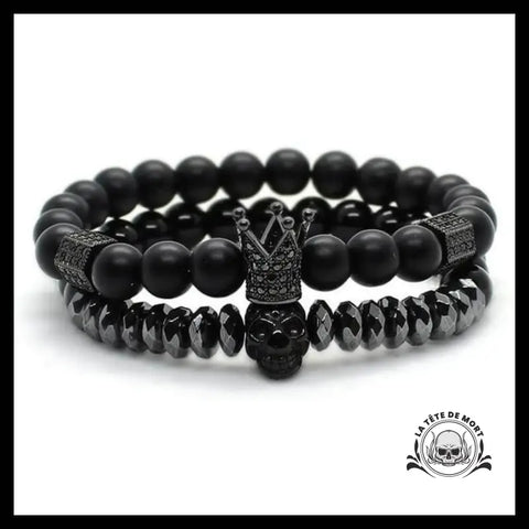 Bracelet Crâne Noir (Perles)