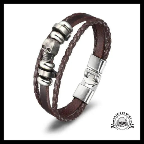 Bracelet Macabre Cuir Marron (Cuir)