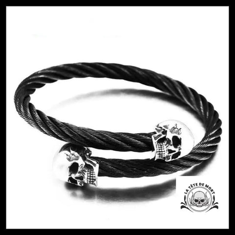Bracelet Tête de Mort Crâne Double