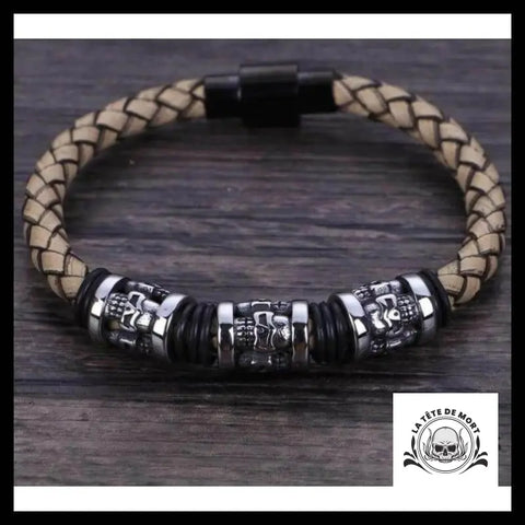 Bracelet Tête de Mort Crâne Tressé