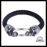 Bracelet Tête de Mort en Cuir et Acier Inoxydable