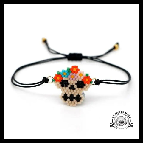 Bracelet Tête de Mort Fleurie