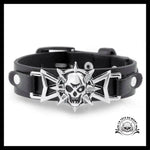 Bracelet Tête de Mort Gothique/punk en Cuir