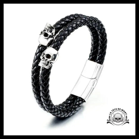 Bracelet Tête de Mort Homme (Cuir)