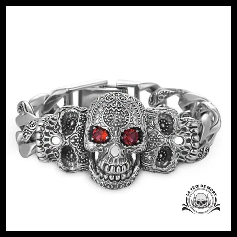 Bracelet Tête de Mort Mexicaine (Argent)