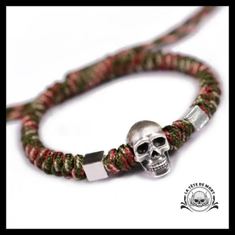 Bracelet Tête de Mort Nœud Marin en Argent