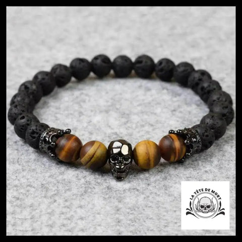 Bracelet Tête de Mort Perle en Bois