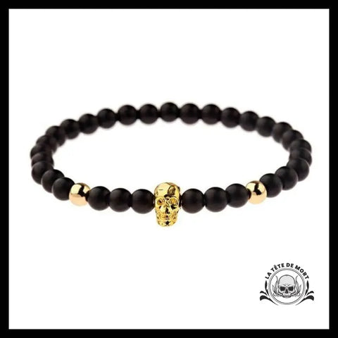 Bracelet Tête de Mort Perle Dorée
