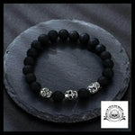Bracelet Tête de Mort Pierre Volcanique