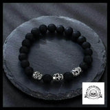Bracelet Tête de Mort Pierre Volcanique