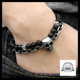 Bracelet Tête de Mort Pierre Volcanique