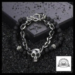 Bracelet Tête de Mort Pierre Volcanique