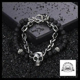 Bracelet Tête de Mort Pierre Volcanique