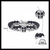 Bracelet Tête de Mort Pierre Volcanique