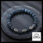 Bracelet Tête de Mort Pierre Volcanique