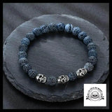 Bracelet Tête de Mort Pierre Volcanique