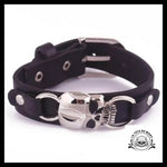 Bracelet Tête de Mort Punk/gothique Vintage en Cuir