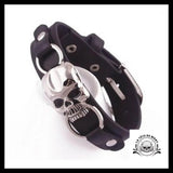 Bracelet Tête de Mort Punk/gothique Vintage en Cuir