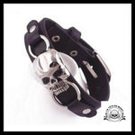 Bracelet Tête de Mort Punk/gothique Vintage en Cuir