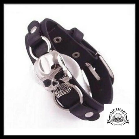 Bracelet Tête de Mort Punk/gothique Vintage en Cuir