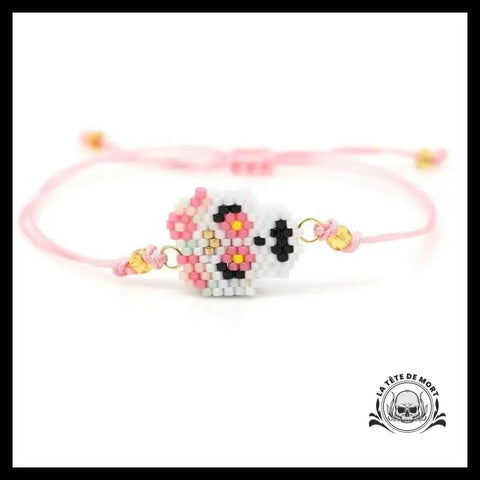 Bracelet Tête de Mort Rose