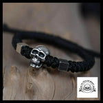 Bracelet Tête de Mort Tissé en Argent