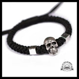 Bracelet Tête de Mort Tissé en Argent