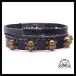 Bracelet Tête de Mort Tresse en Cuir
