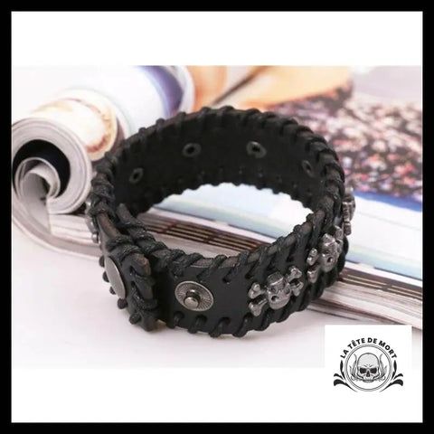 Bracelet Tête de Mort Tresse Mortuaire