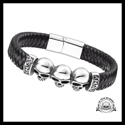 Bracelet Tête de Mort Triple Crâne