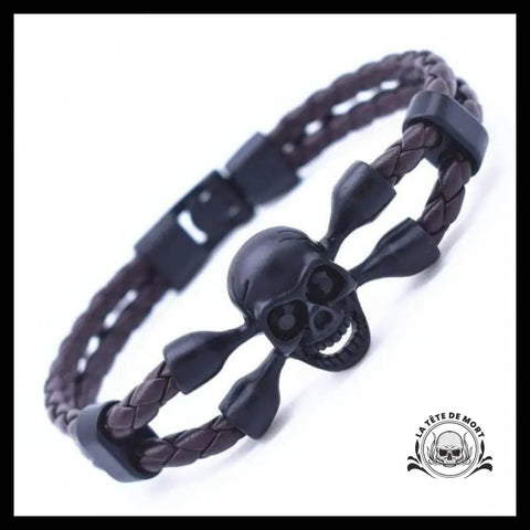 Bracelet Tête de Mort Vintage en Cuir