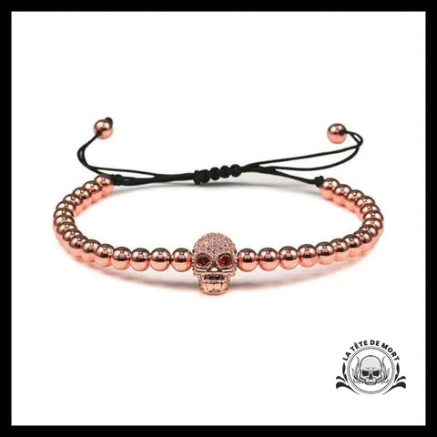 Bracelet Tête de Mort Yeux Rouges