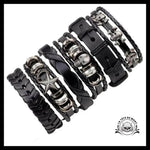 Bracelets Tête de Mort en Cuir (set 6 Bracelets)