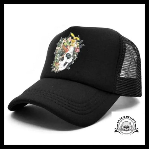 Casquette Crâne Fleuri