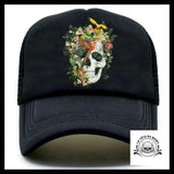 Casquette Crâne Fleuri