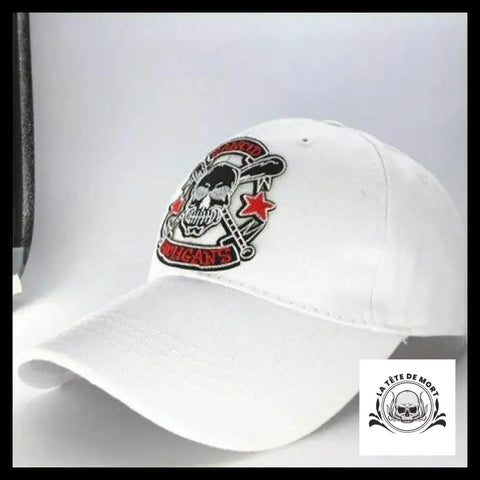 Casquette Tête de Mort Baseball Hooligans Blanche