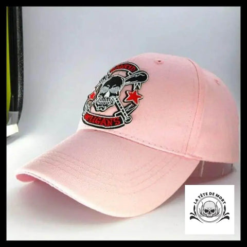 Casquette Tête de Mort Baseball Hooligans Rose