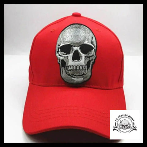 Casquette Tête de Mort Baseball Sourire D’enfer Rouge