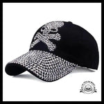 Casquette Tête de Mort Baseball Strass Noire