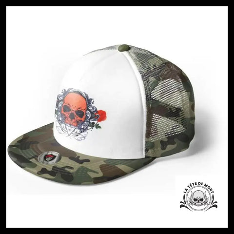Casquette Tête de Mort Fleurs