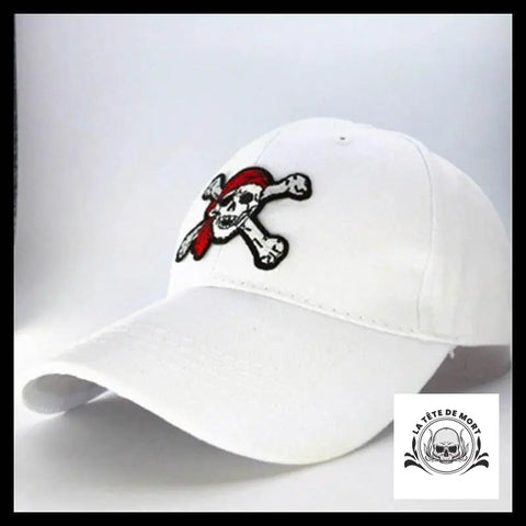 Casquette Tête de Mort Pirate Jack Blanche
