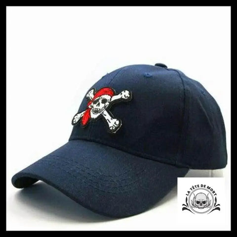Casquette Tête de Mort Pirate Jack Bleu Marine