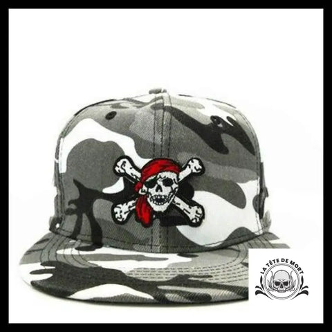 Casquette Tête de Mort Pirate Jack Grise